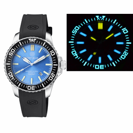 DAYNIGHT PATRIOT BLACK CERAMIC BEZEL - ICE BLUE DIAL - BLUE/YELLOW TUBES STRAP