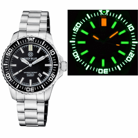 DAYNIGHT PATRIOT BLACK CERAMIC BEZEL - BLACK DIAL - GREEN/ORANGE TUBES BRACELET