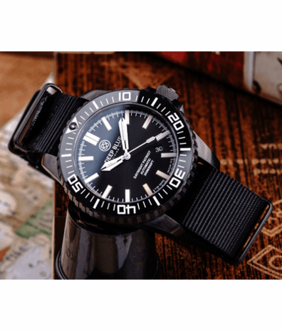 DAYNIGHT PATRIOT PVD BLACK CASE BLACK CERAMIC BEZEL - BLACK DIAL &ndash; 7 COLOR TRITIUM TUBES STRAP