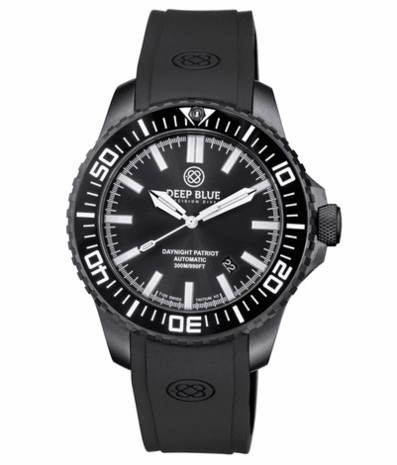 DAYNIGHT PATRIOT PVD BLACK CASE BLACK CERAMIC BEZEL - BLACK DIAL &ndash; 7 COLOR TRITIUM TUBES STRAP