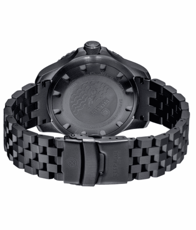 DAYNIGHT PATRIOT PVD BLACK CASE BLACK CERAMIC BEZEL - BLACK DIAL - GREEN/ORANGE TUBES ENGINEER BRACELET