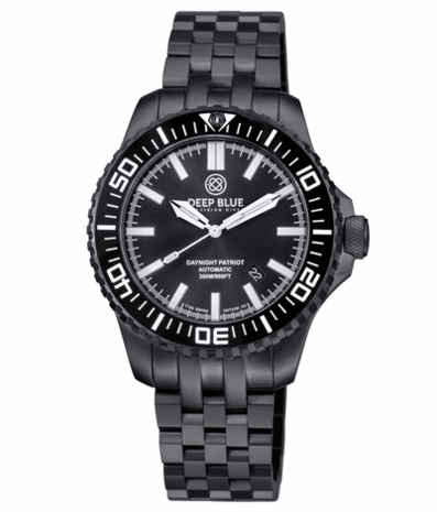 DAYNIGHT PATRIOT PVD CASE BLACK CERAMIC BEZEL - BLACK DIAL &ndash; 7 COLOR TRITIUM TUBES ENGINEER BRACELET