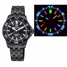 DAYNIGHT PATRIOT PVD CASE BLACK CERAMIC BEZEL - BLACK DIAL &ndash; 7 COLOR TRITIUM TUBES ENGINEER BRACELET