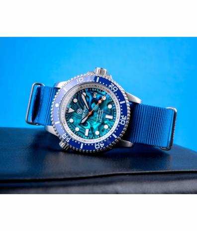 MASTER 1000 II 44MM AUTOMATIC DIVER BLUE CERAMIC BEZEL &ndash; BLUE ABALONE DIAL STRAP